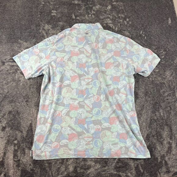 Peter Millar Crown Crafted Tailored Fit Ace Disc Pique Golf Polo Men's XL AOP - Picture 7 of 10